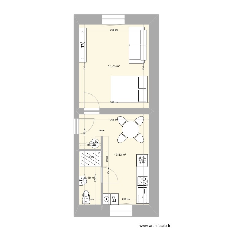 algrange renovation 110. Plan de 3 pièces et 32 m2