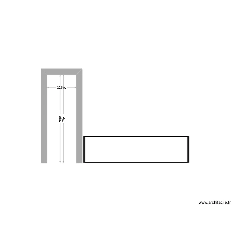 Porte douche vue de face. Plan de 