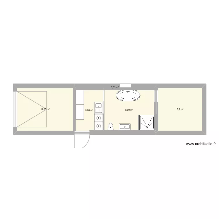 agrandissement. Plan de 5  et 34 m²