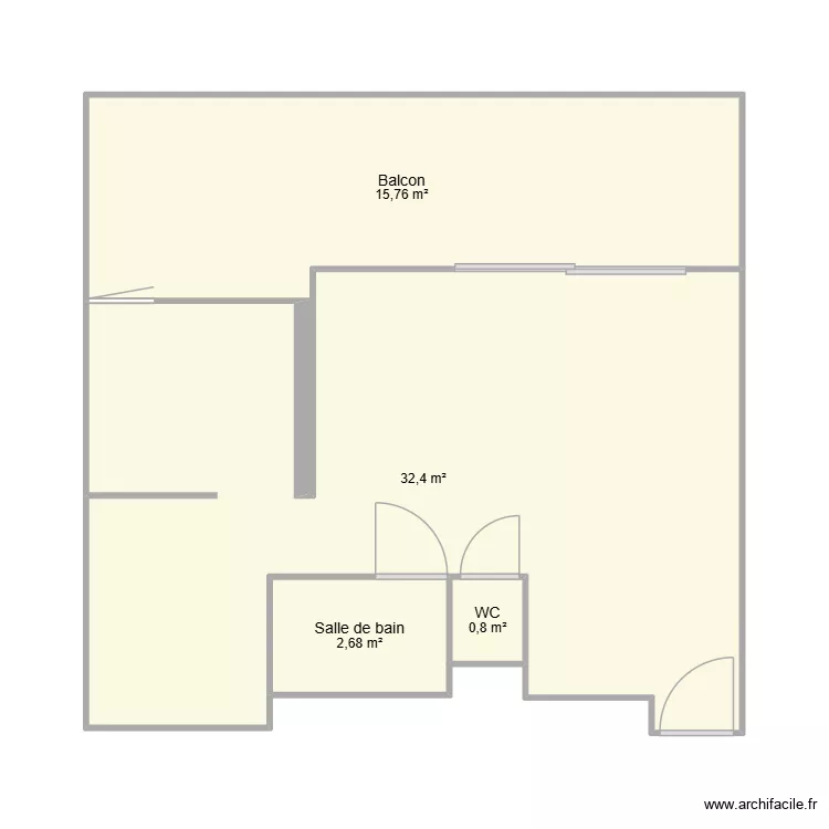 Grau par pi&egrave;ce avec balcon. Plan de 4  et 52 m²
