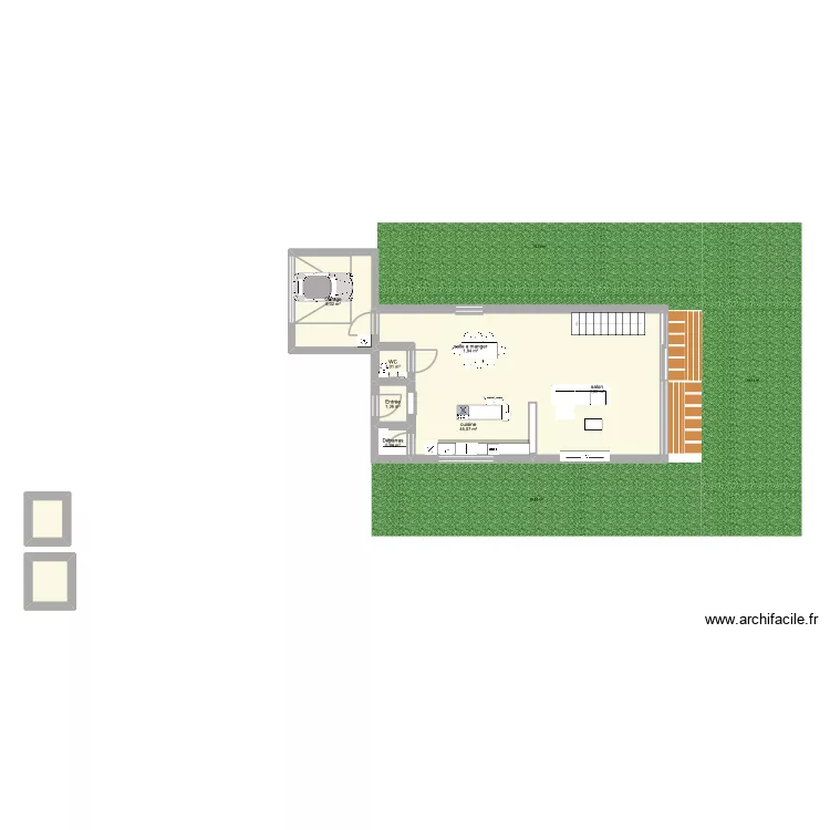 Maison Sarah rez de chauss&eacute;e. Plan de 7 pièces et 61 m²