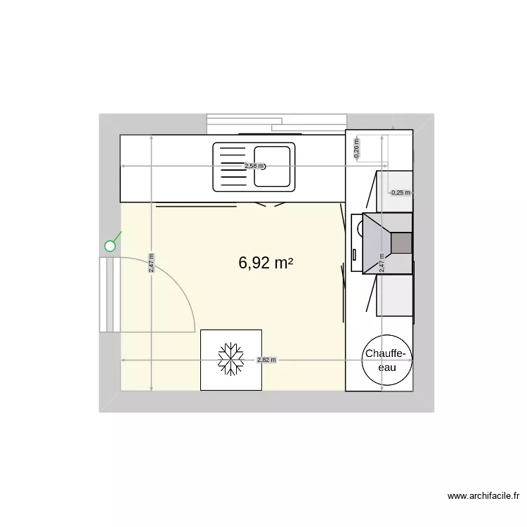 CuisineGrao2. Plan de 1  et 7 m²