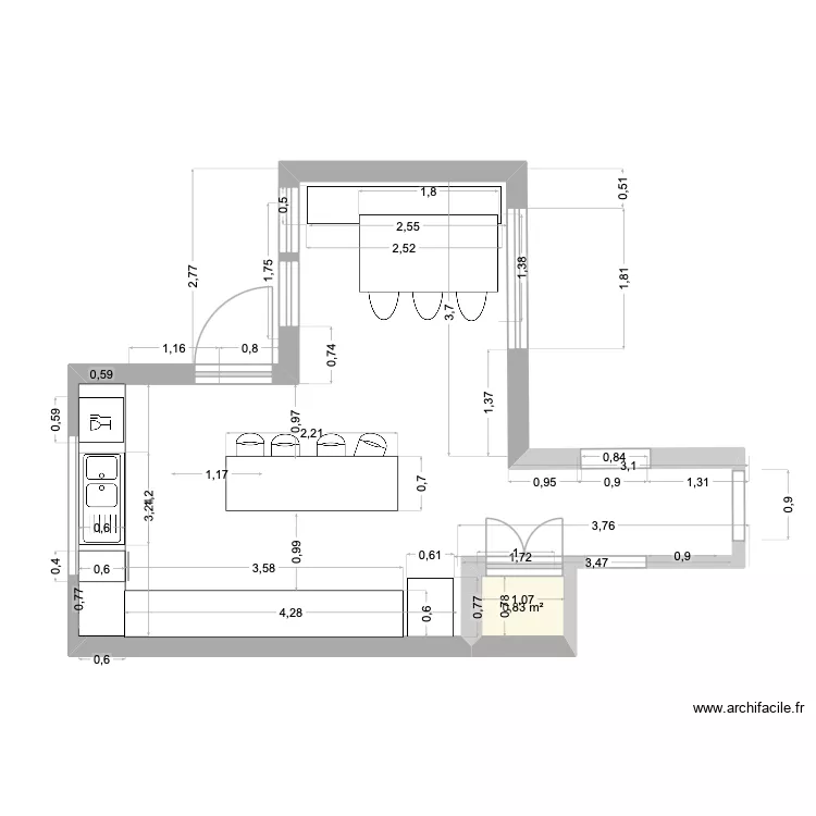 Cuisine Drolet mesure OK. Plan de 