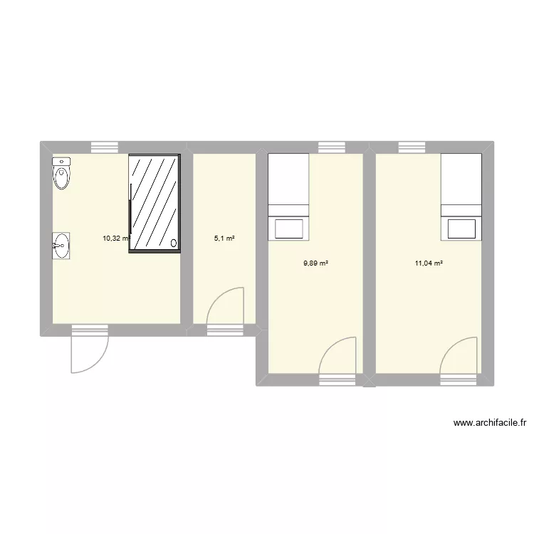 Nouveau. Plan de 4 pièces et 36 m²