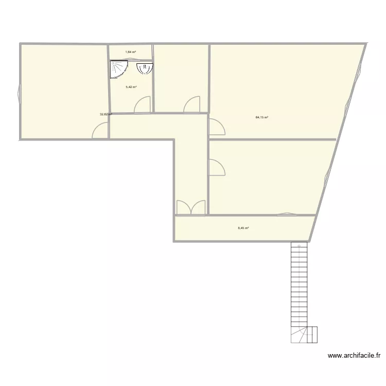 1er etage. Plan de 5  et 112 m²