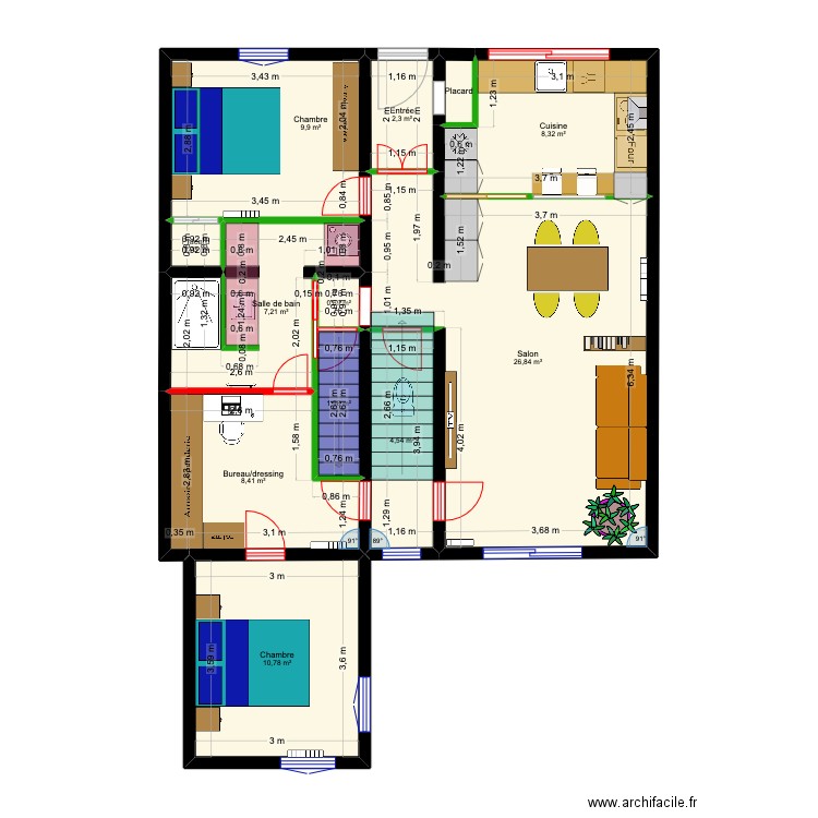raymond poincarré. Plan de 12 pièces et 82 m2