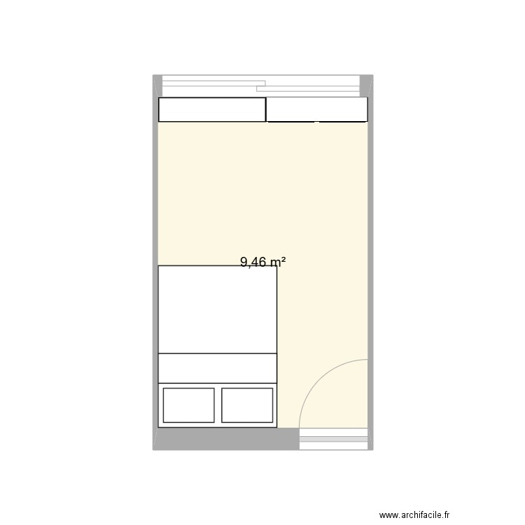 chambre max. Plan de 1 pièce et 9 m2