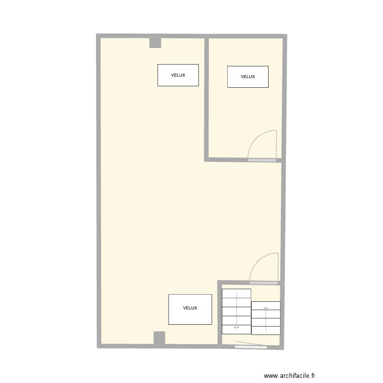 Maison Lodelinsart Grenier - NU. Plan de 3 pièces et 43 m2