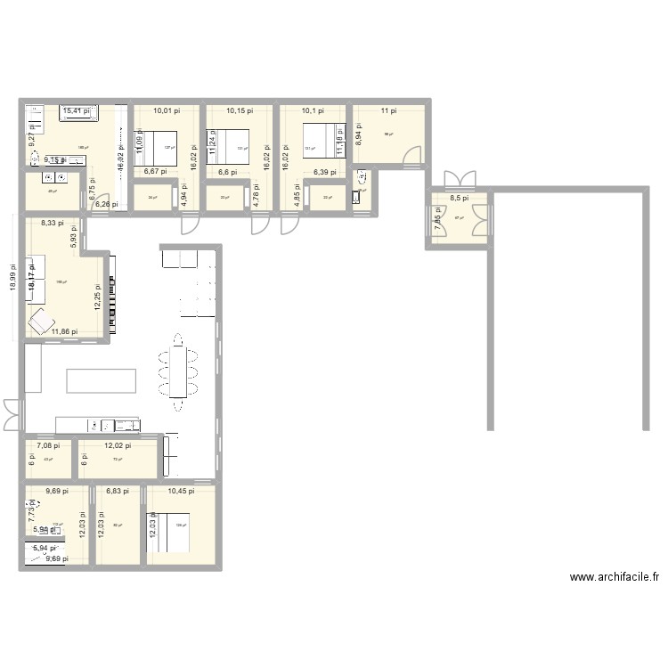 Plan 5. Plan de 17 pièces et 140 m2