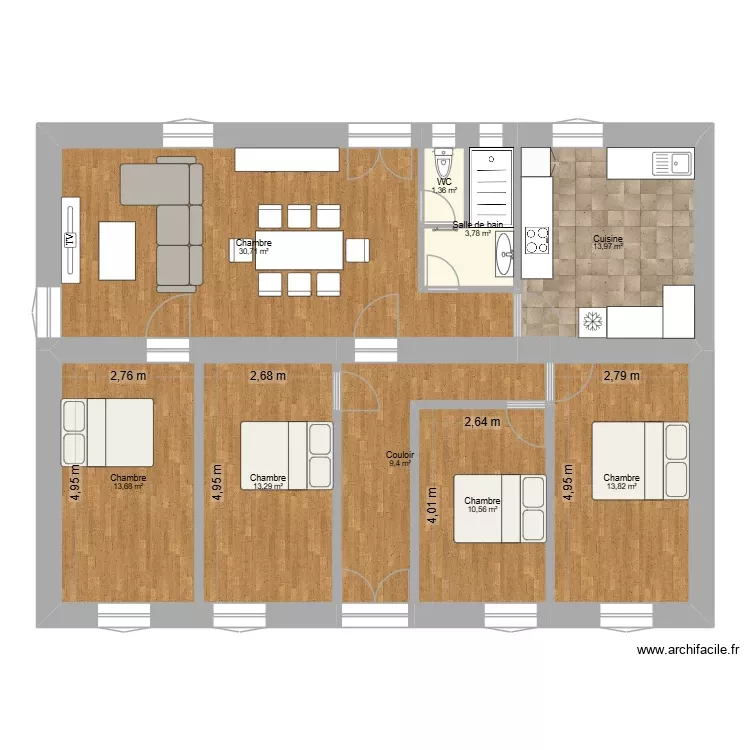 plan maison 2. Plan de 9 Pièces et 111 m² plan maison 2. Plan de 9 Pièces et 111 m²