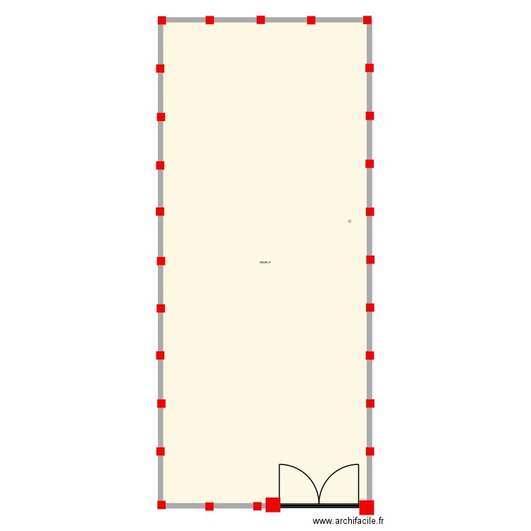 mur. Plan de 1 pièce et 393 m2