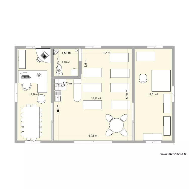 Le nouveau AV. Plan de 4  et 54 m²