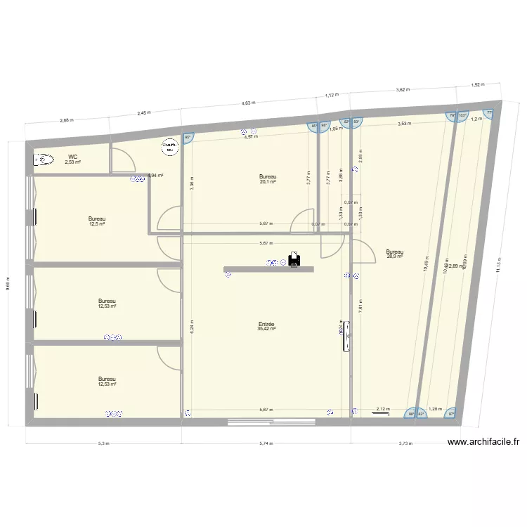 BUREAU2. Plan de 9 pièces et 142 m² BUREAU2. Plan de 9 pièces et 142 m²