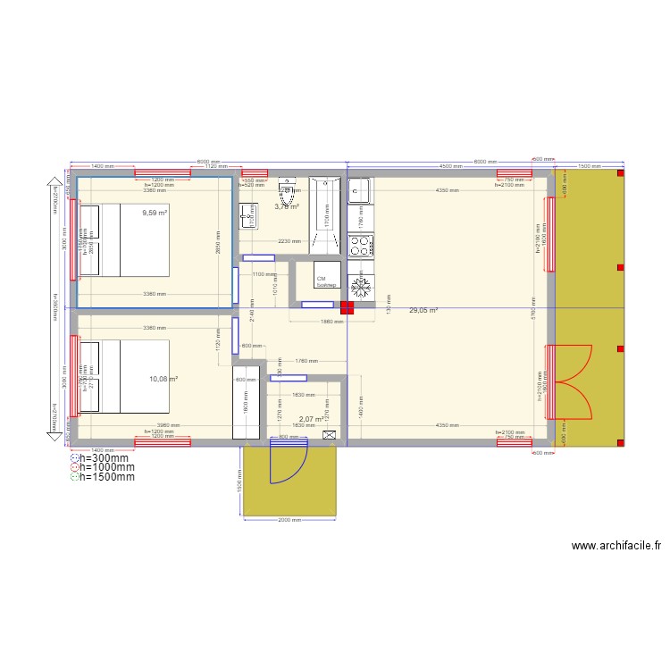Barn Ярославль план. Plan de 8 pièces et 65 m2