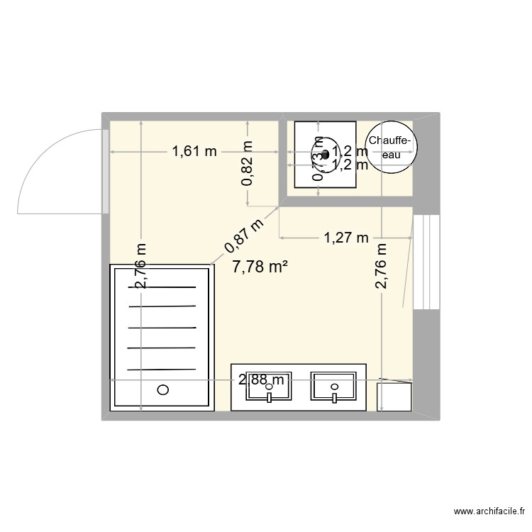 Salle de Bain Hautefage 4 Ter V2. Plan de 1 pièce et 8 m2