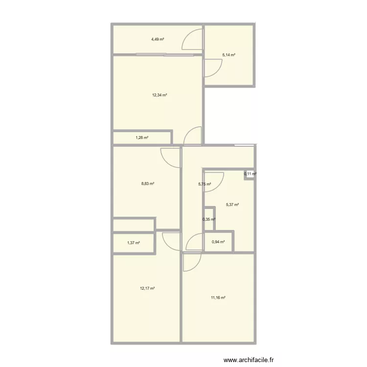 etage apt emeraude. Plan de 13  et 69 m²