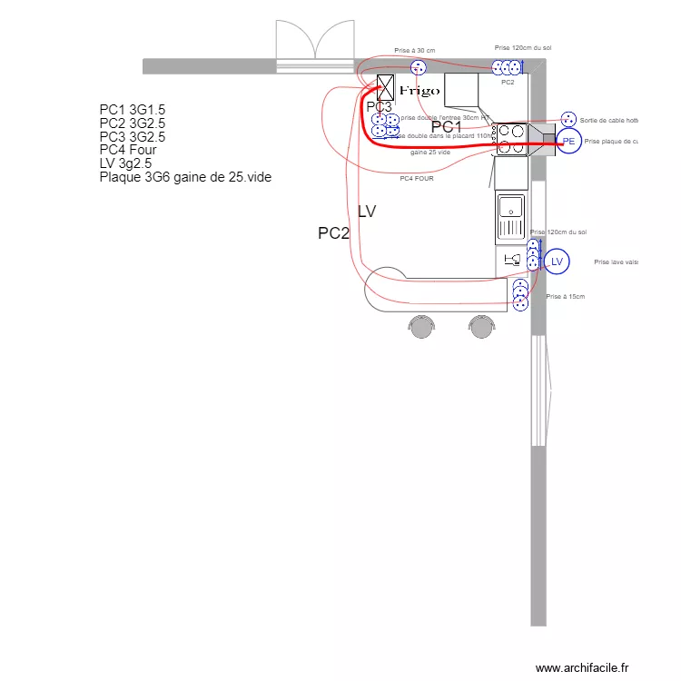 schéma de câblage cuisine. Plan de schéma de câblage cuisine. Plan de