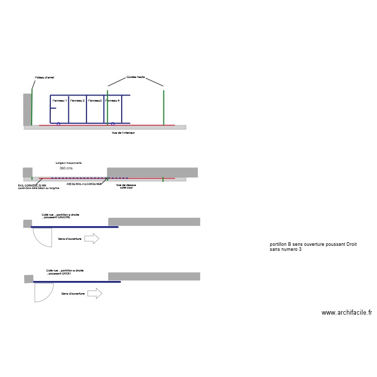 plan pose rail maçonnerie 3m 60. Plan de 0 pièce et 0 m2