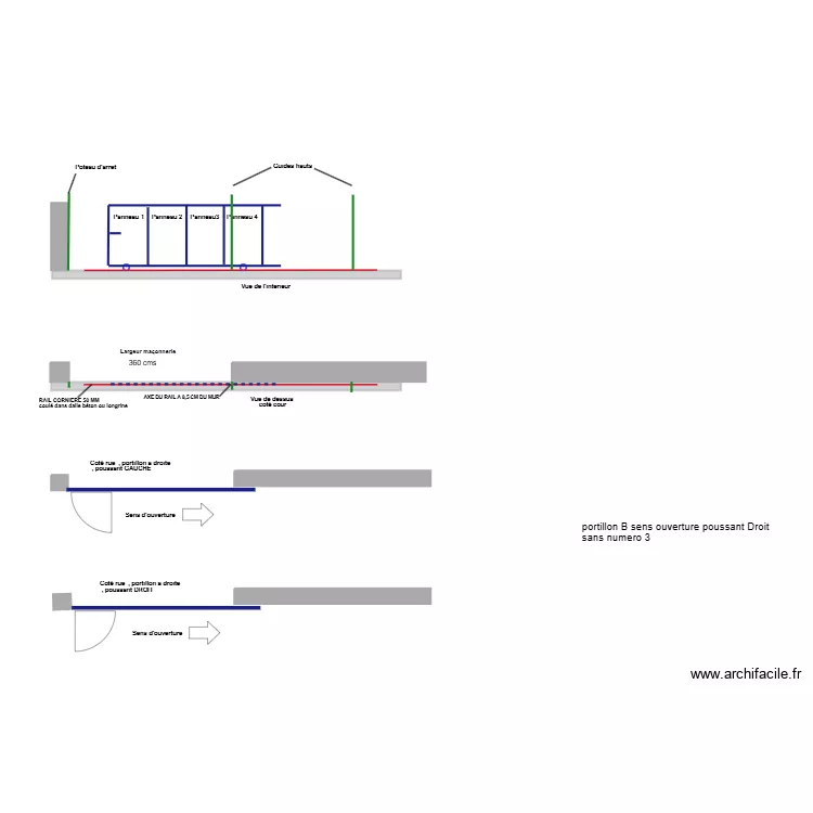 plan pose rail ma&ccedil;onnerie 3m 60. Plan de 