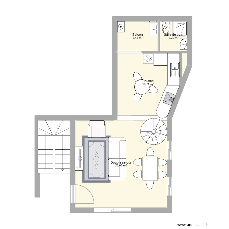plan_dalle. Plan de 4 pièces et 39 m2