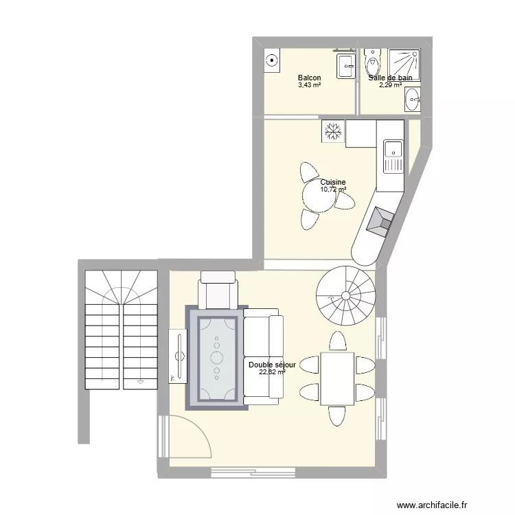 plan_dalle. Plan de 4 pièces et 39 m²