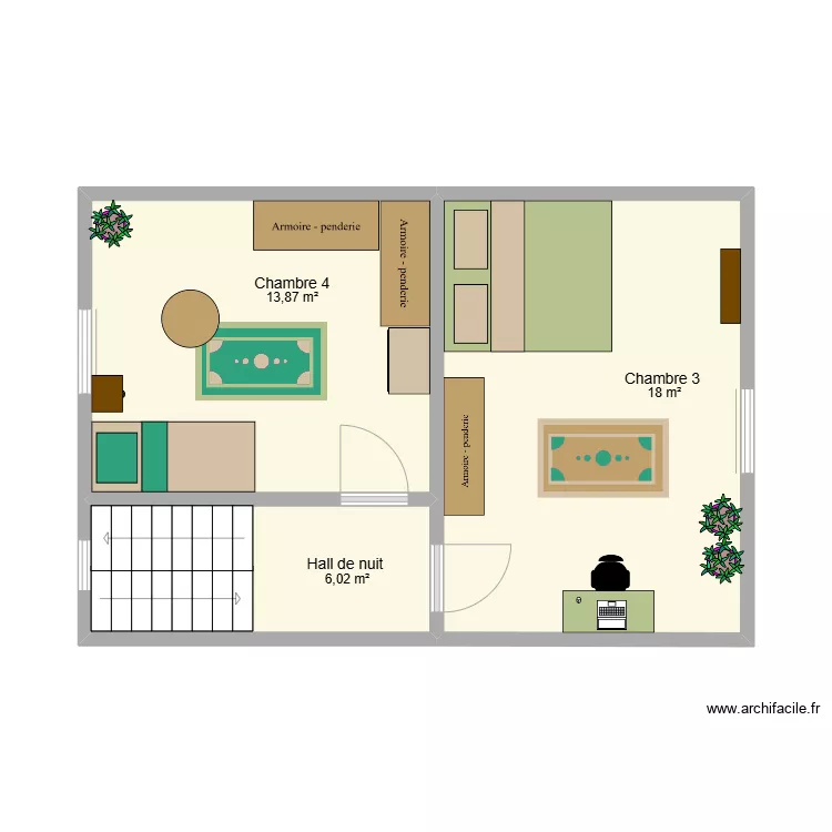 Plan Petites Vignes 2e avec meubles. Plan de 