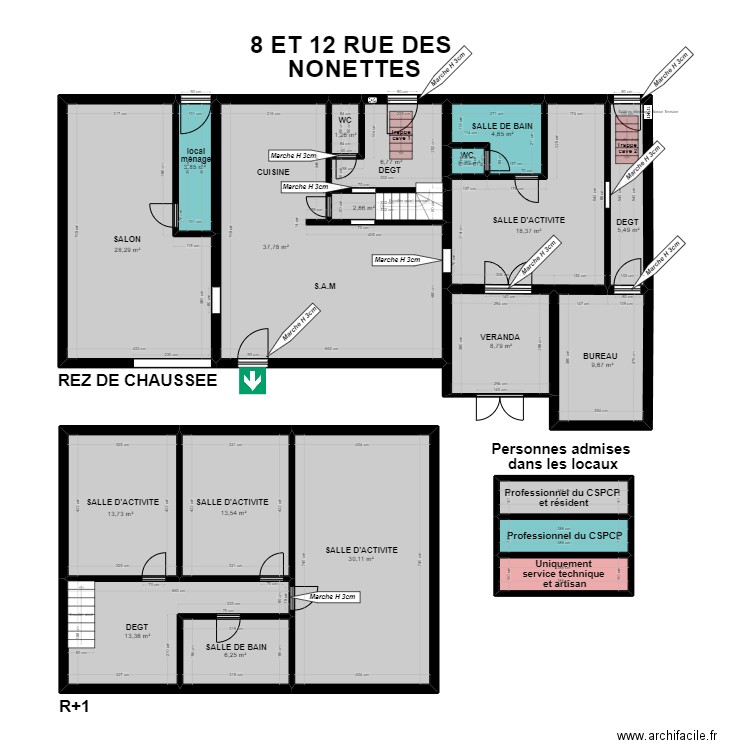 CAJ 2ieme. Plan de 20 pièces et 217 m2