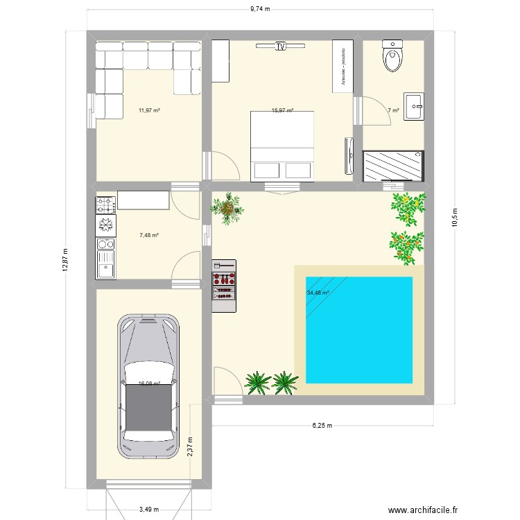 111. Plan de 6 pièces et 93 m2