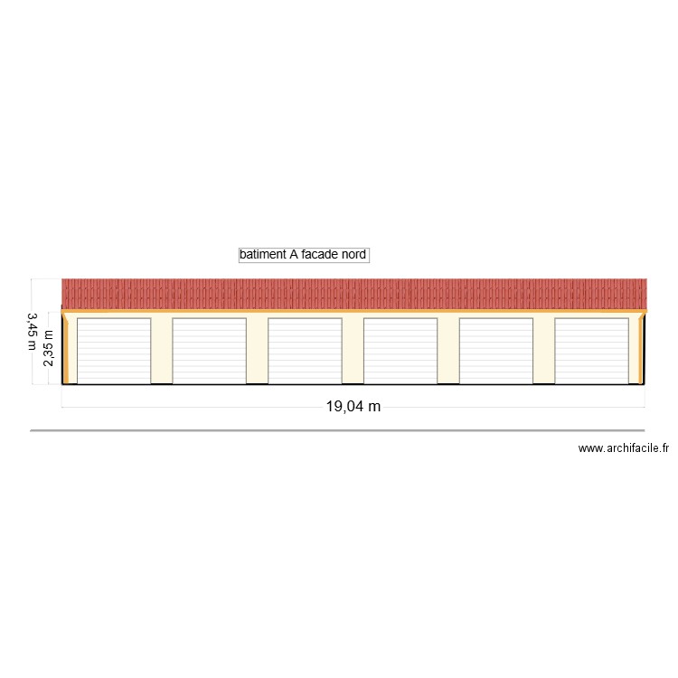 batiment A facade nord. Plan de 1 pièce et 48 m2
