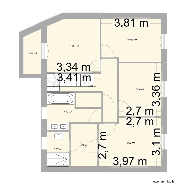 villepreux. Plan de 14 pièces et 138 m2