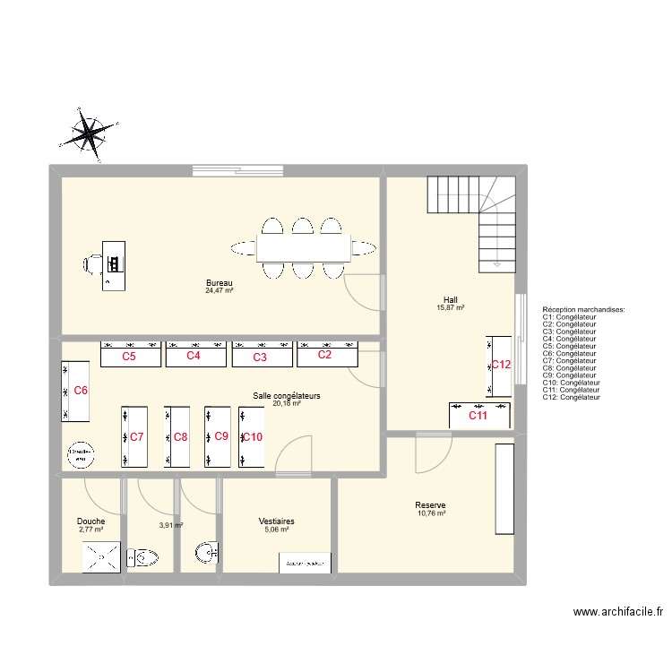 PLAN 1 ER ETAGE. Plan de 7 pièces et 83 m2