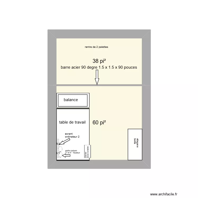 reception expedition pieces canvec. Plan de 2  et 9 m²