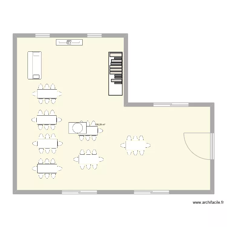 Salle de restauration. Plan de 1 et 108 m² Salle de restauration. Plan de 1 et 108 m²