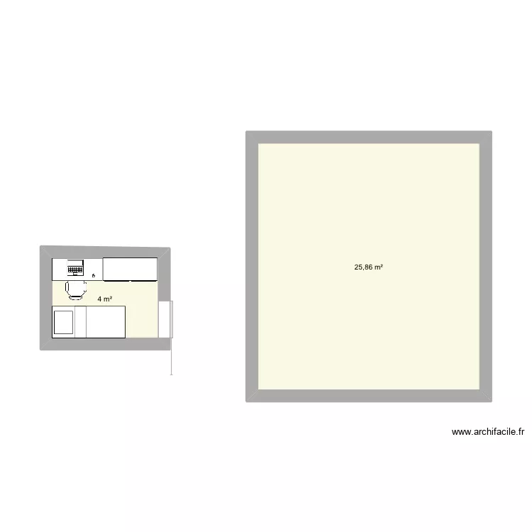 Chambre &eacute;cart&eacute;e. Plan de 