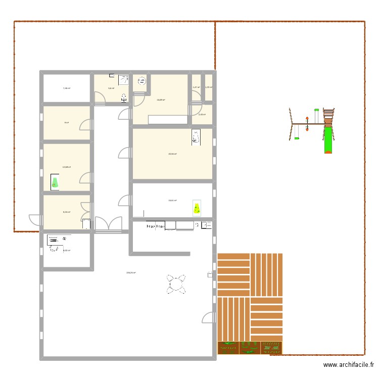 MAM. Plan de 13 pièces et 247 m2