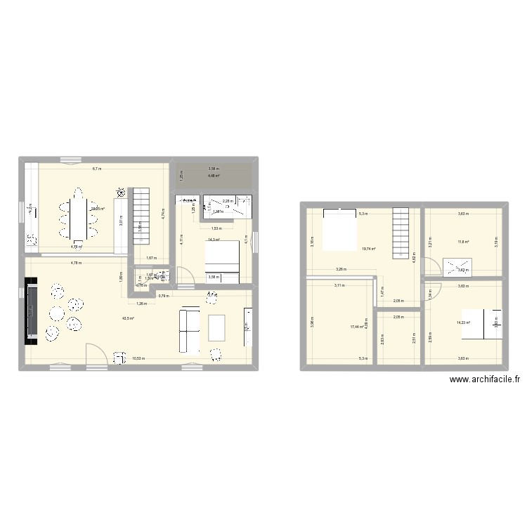 Maison. Plan de 9 pièces et 155 m2