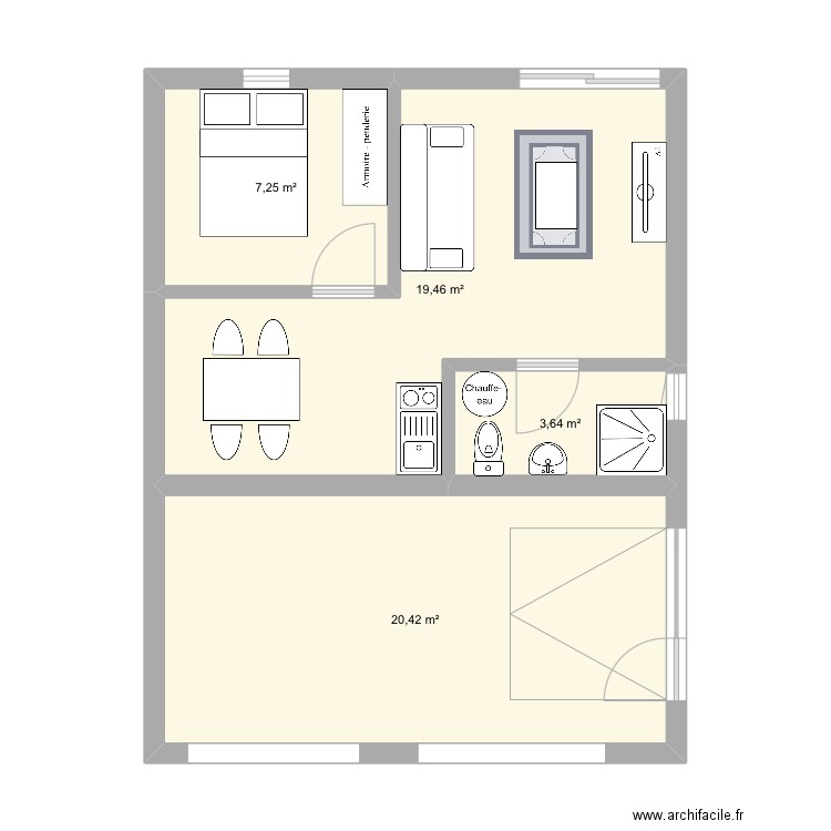 Studio garage. Plan de 4 pièces et 51 m2
