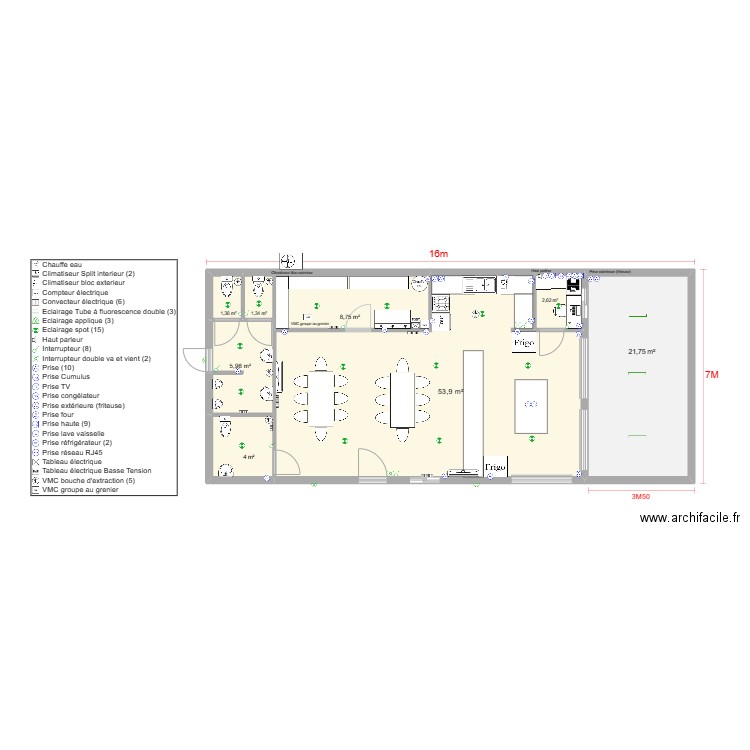 Plan éléctrique Pétanque. Plan de 8 pièces et 100 m2