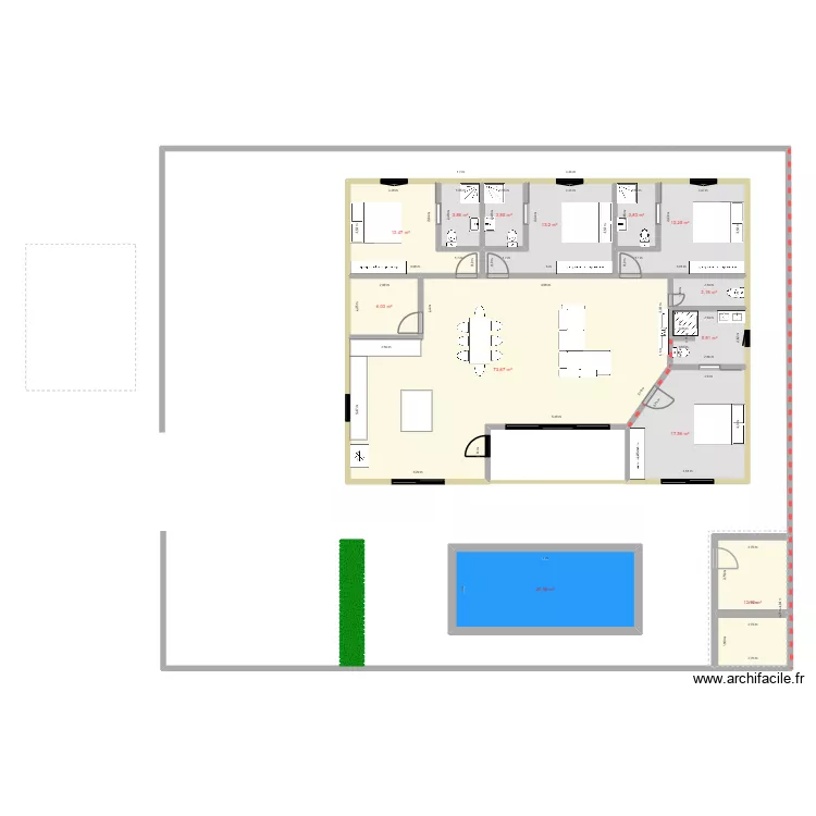 MAISON 1er PLAN. Plan de 13  et 192 m²