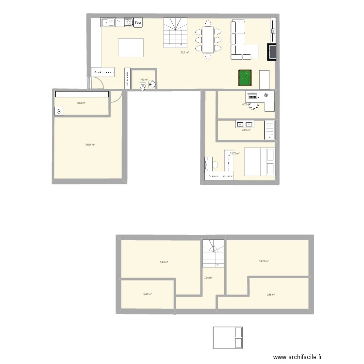 Maison. Plan de 12 pièces et 156 m2