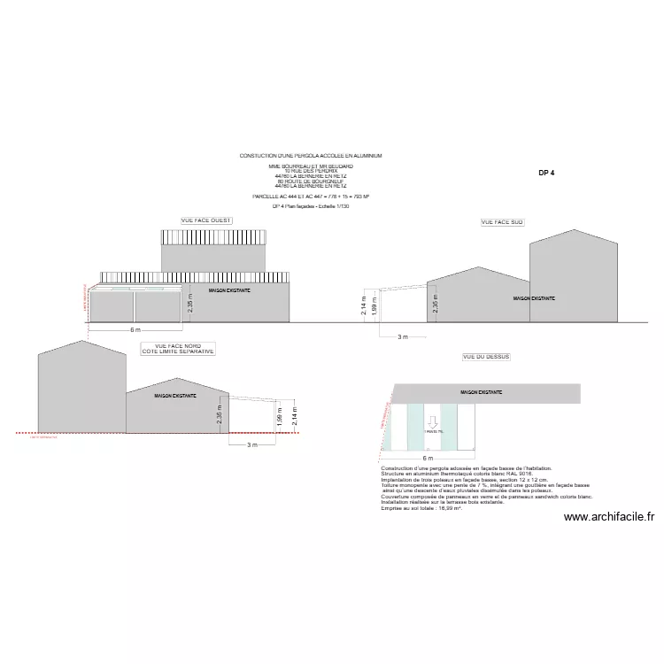 DP 4 FACADE  BOURREAU. Plan de 