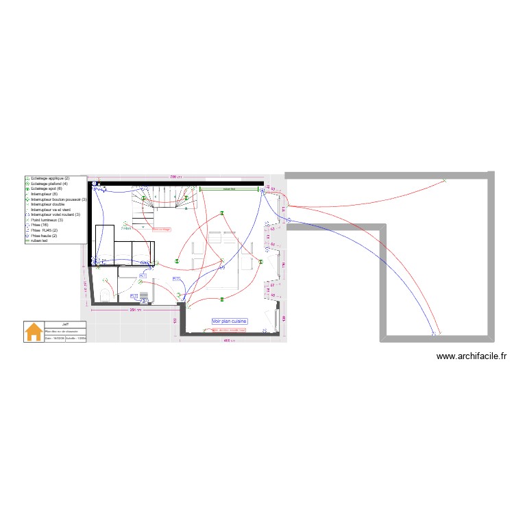 Plan &eacute;lec rdc jeff. Plan de 0 pièce et 0 m2