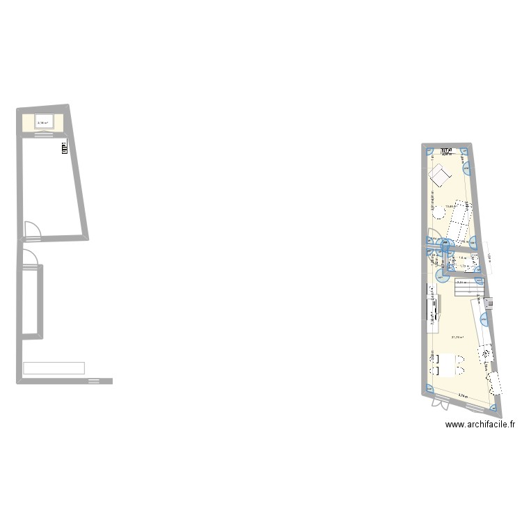 cuisine 2. Plan de 3 pièces et 37 m2