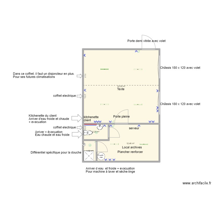 Deberghes et fils. Plan de 4 pièces et 50 m2