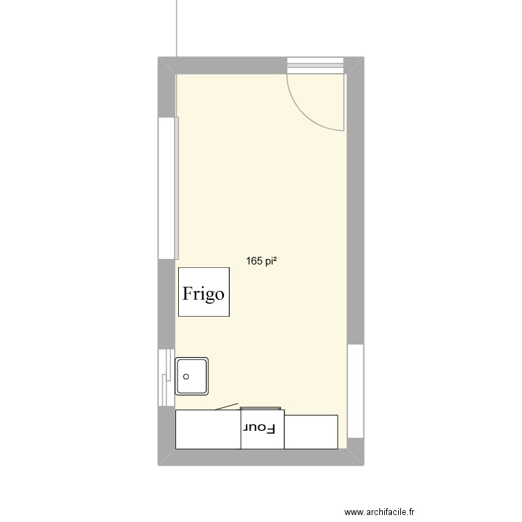 cuisine. Plan de 1 pièce et 15 m2