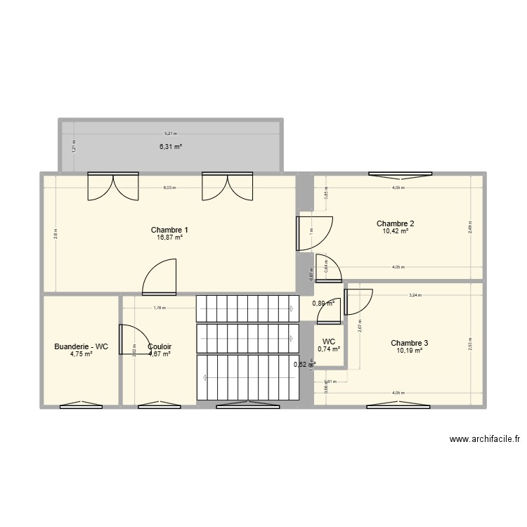 Saint Maurice 1er étage. Plan de 13 pièces et 62 m2