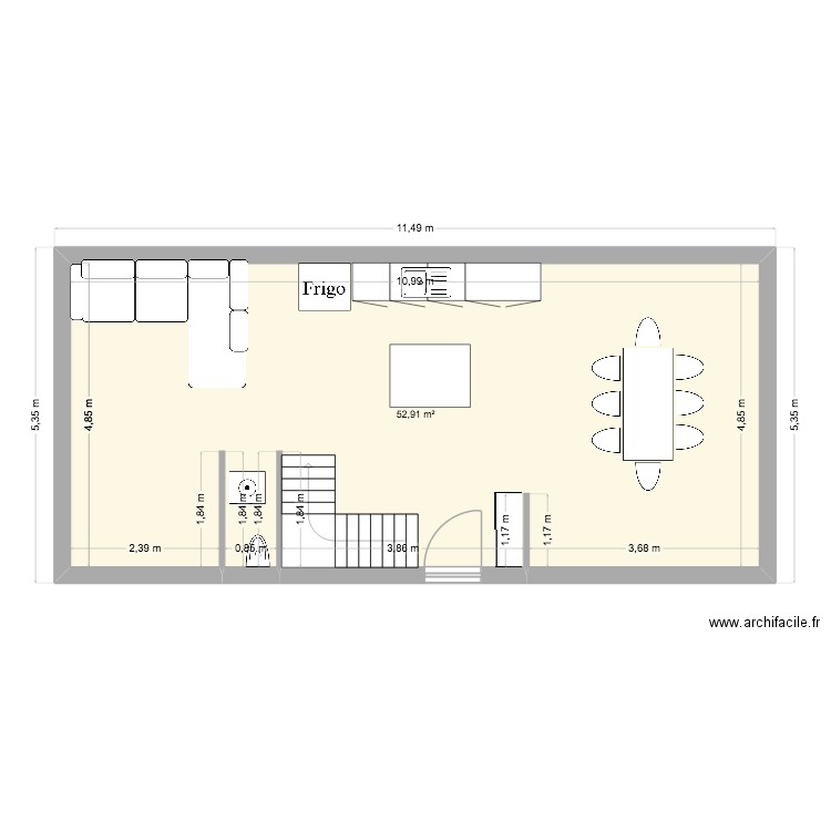 sous sol veigy. Plan de 1 pièce et 53 m2