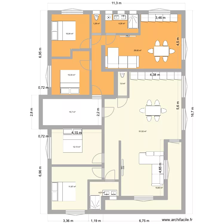 plan travaux vide meuble. Plan de 12  et 158 m²