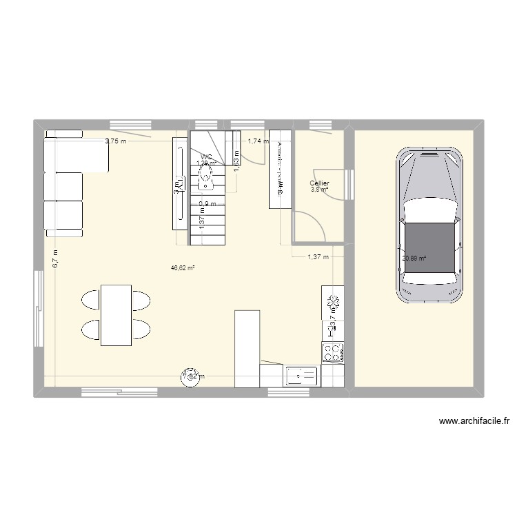 plan2. Plan de 4 pièces et 73 m2