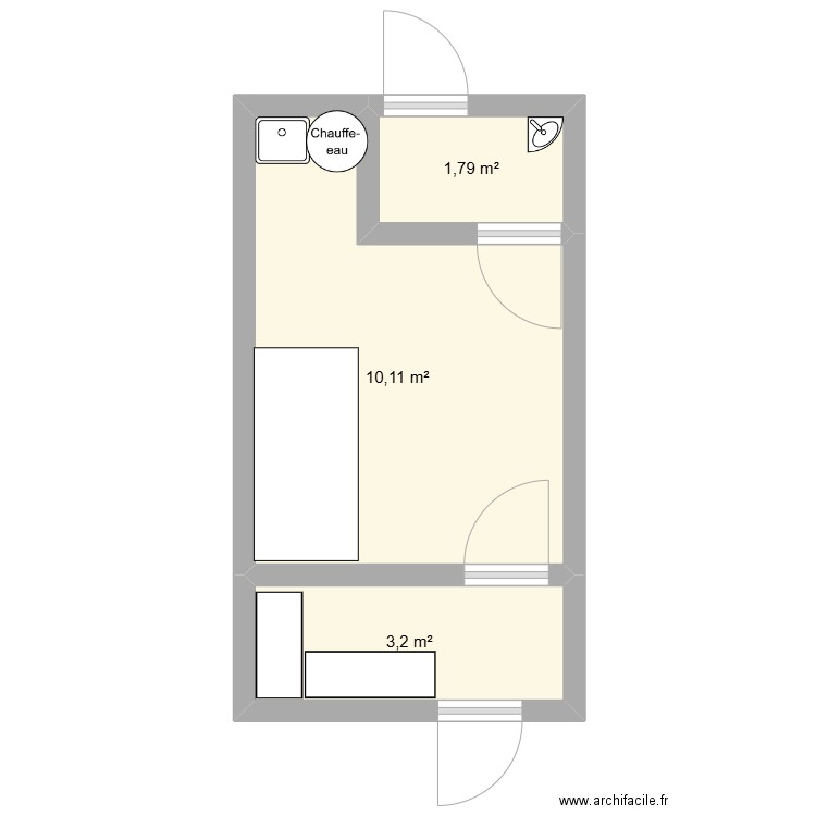 CEO. Plan de 3 pièces et 15 m2
